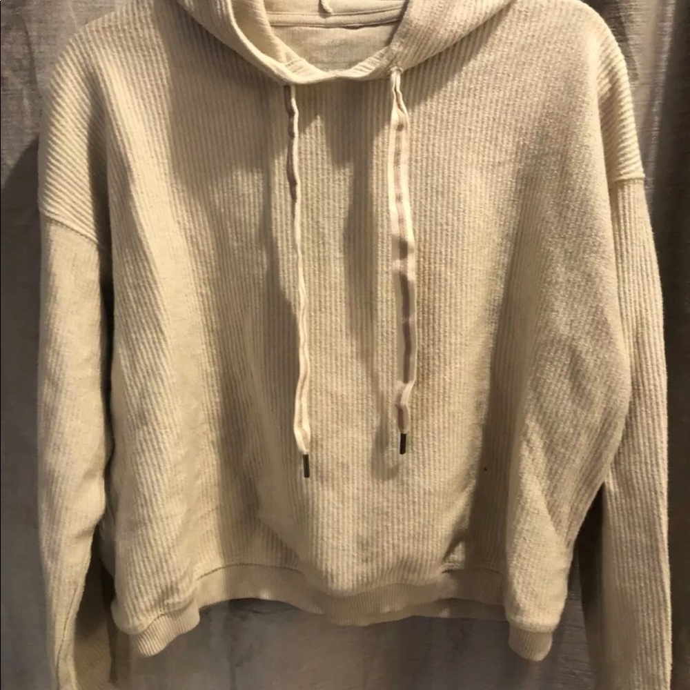 Aerie by American Eagle, ribbed cream hoodie, size small.